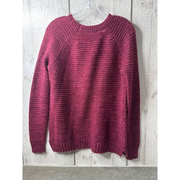 Faded Glory Womens Knit Sweater Medium Maroon Polyester & Acrylic - Picture 2 of 7